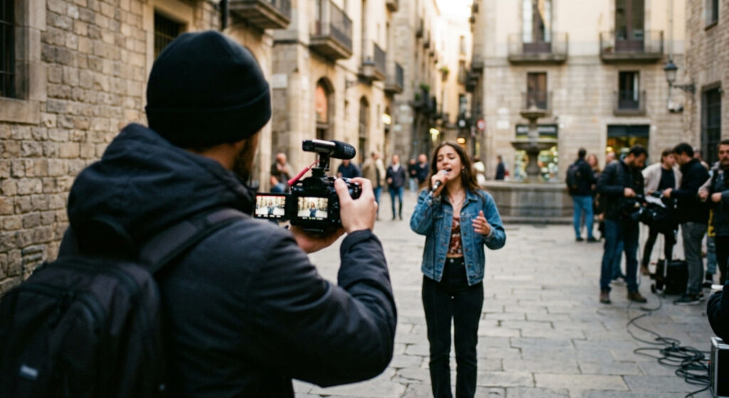 videógrafo de videoclips en Barcelona realizando un videoclip